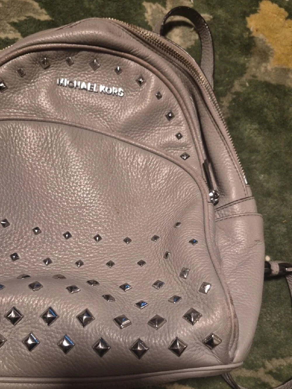 Michael Kors Taupe Studded Leather Mini Backpack